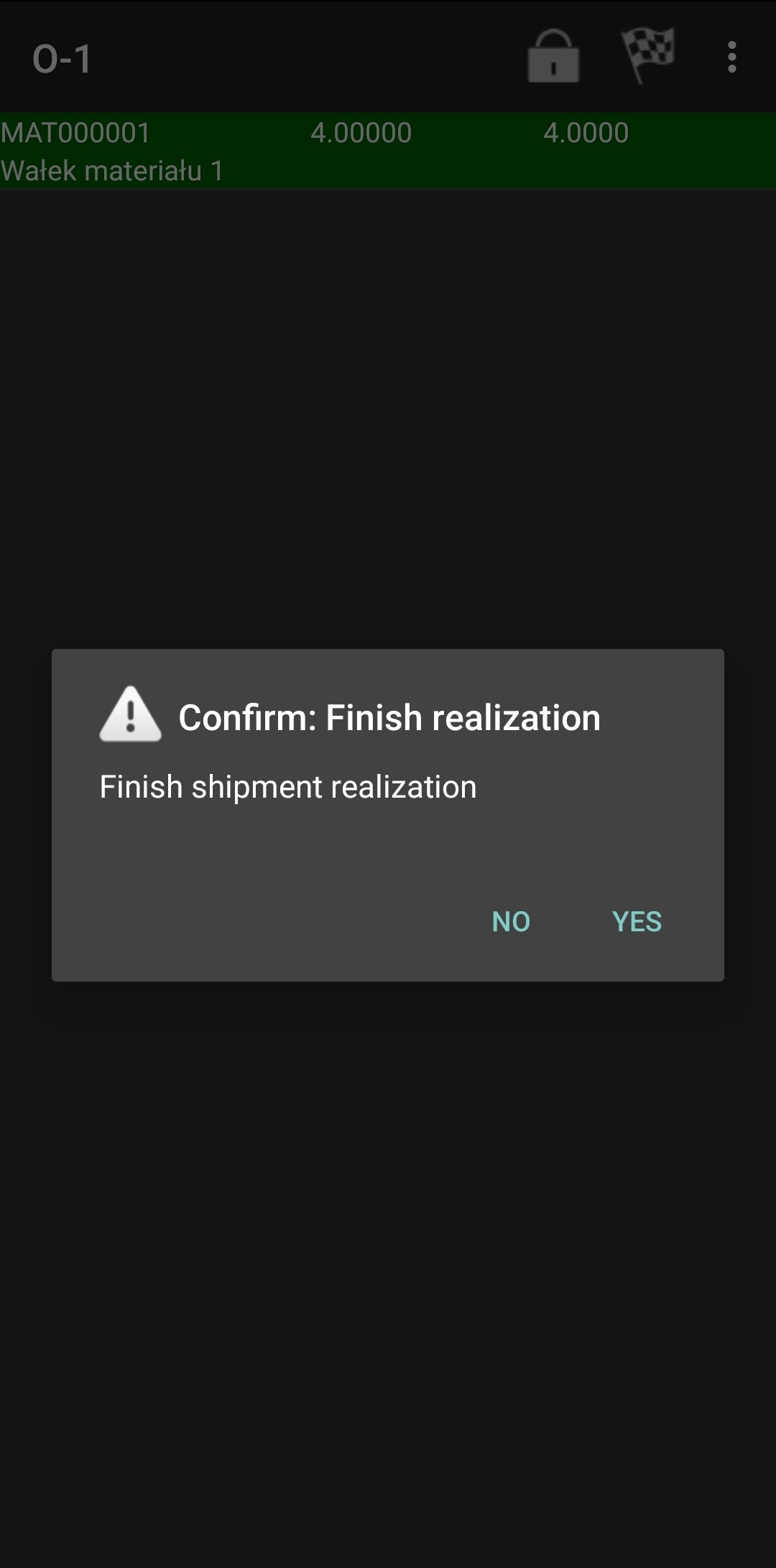 Option to finish the shipment process