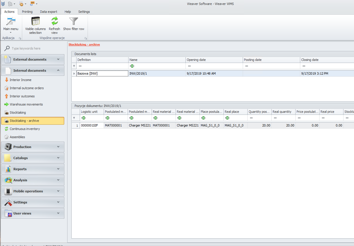 Visible archival stocktaking