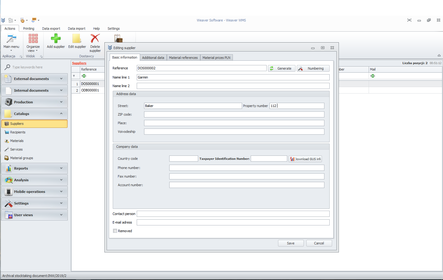 Enter basic information for the supplier Supplier Information