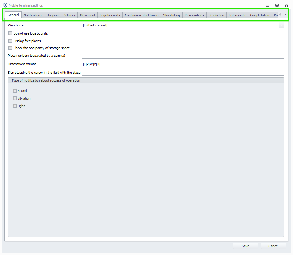 Mobile Terminal Settings