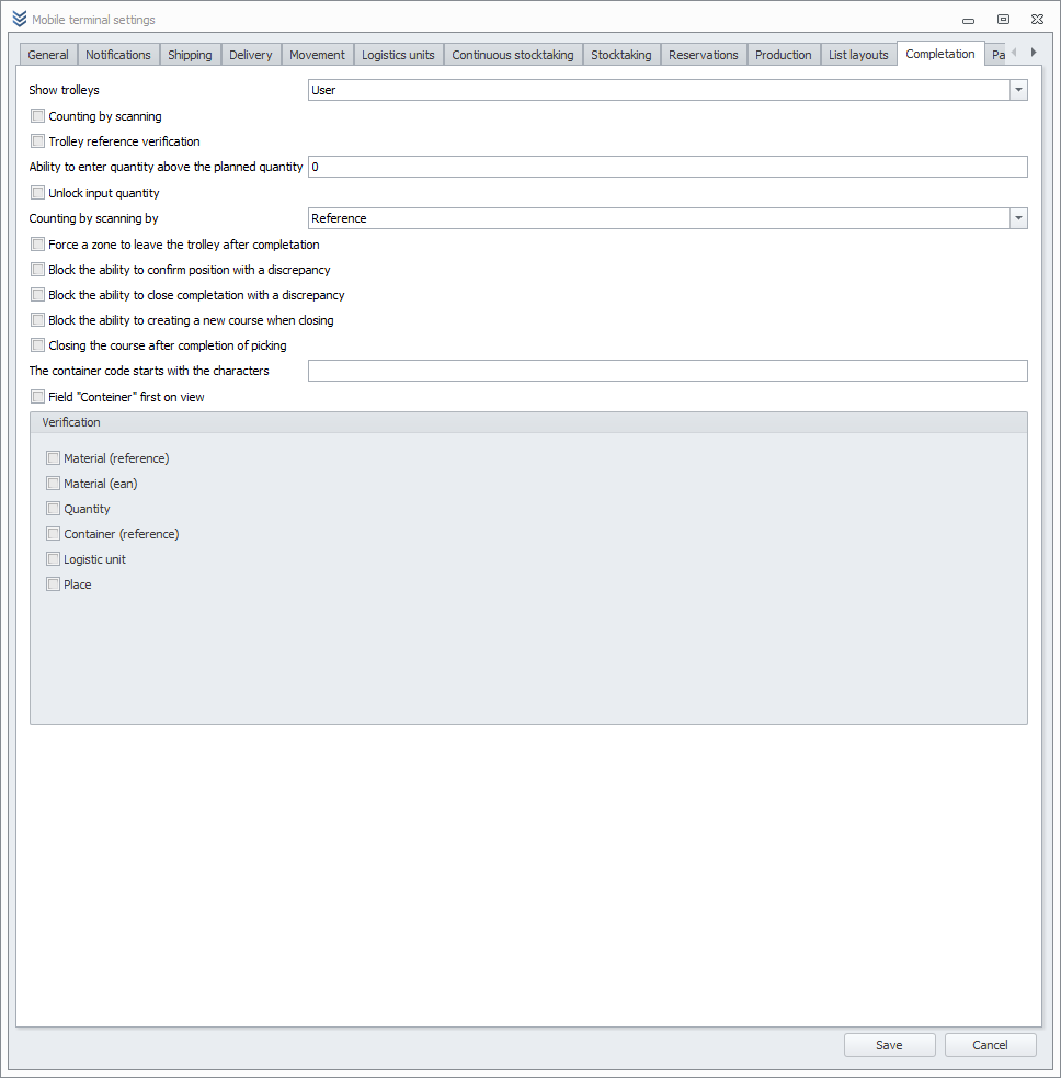 Mobile Terminal Settings