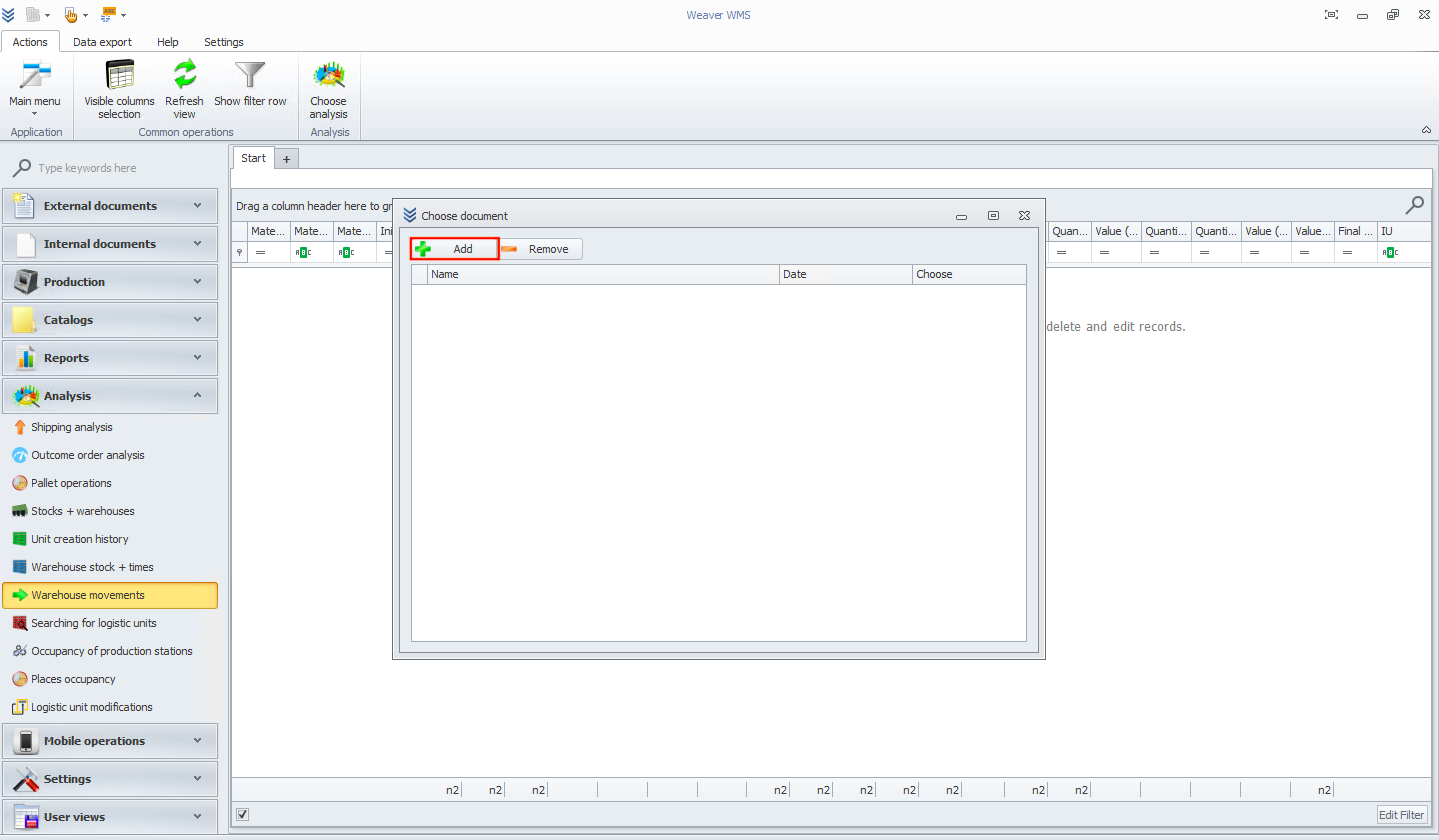 Add Warehouse Movement Analysis