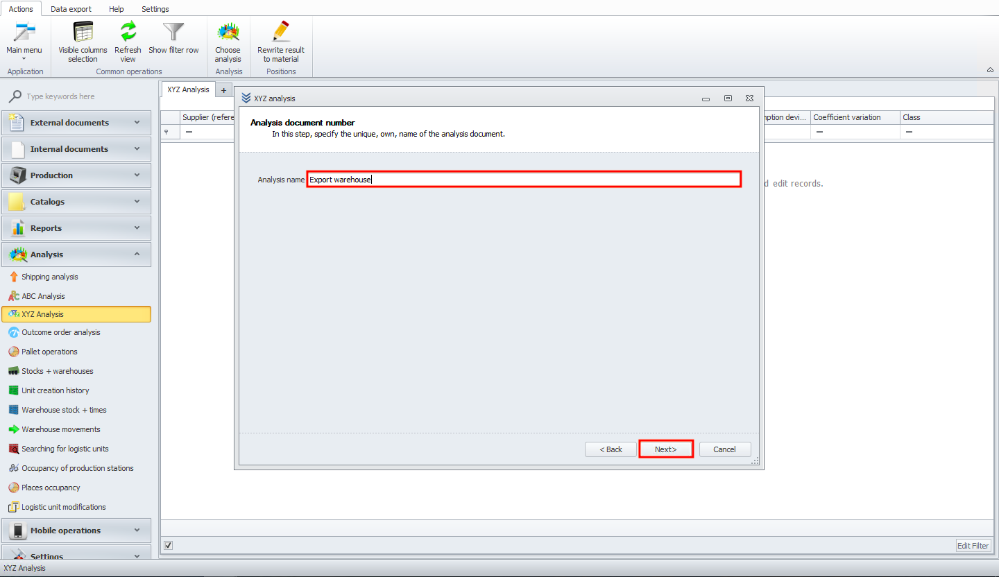 Specify Analysis Name