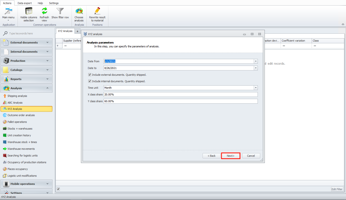 Specify Analysis Parameters