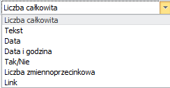 Wybór typu atrybutu