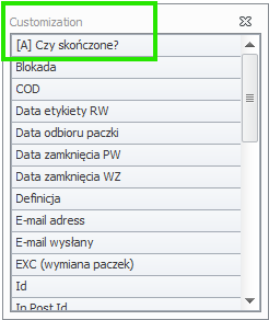 Wybór kolumn widoku