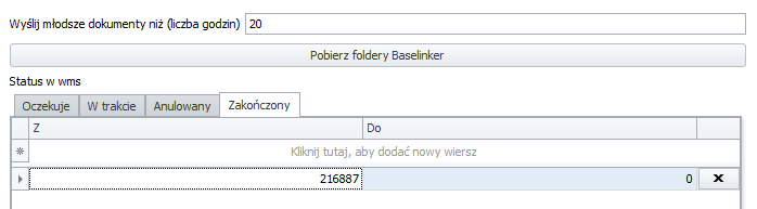 Konfiguracja statusu 'Zakończone' w WMS