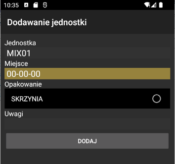 Dodawanie jednostki zbiorczej