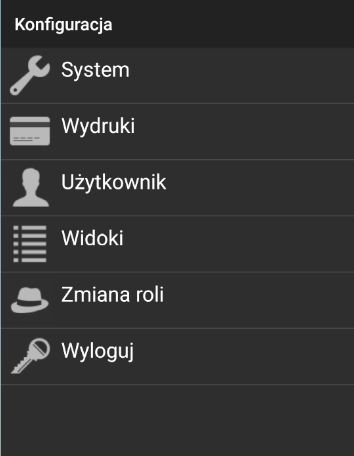 Menu widoku wydruków w Weaver WMS