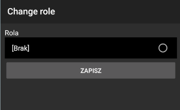Ekran zmiany roli użytkownika mobilnego w systemie Weaver WMS