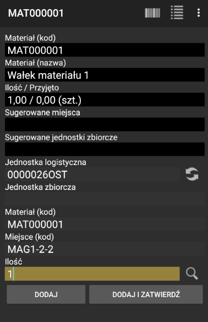 Wprowadzanie szczegółów korekty w systemie WMS Weaver