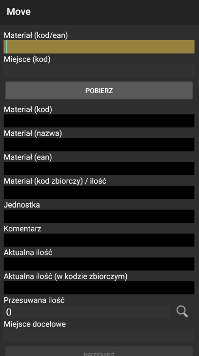 Przesunięcie materiału na inne miejsce w systemie WMS Weaver