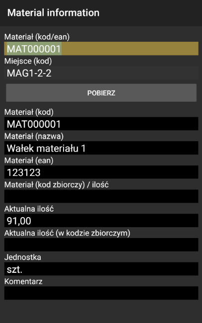 Sprawdzanie stanu materiału w danym miejscu w systemie WMS Weaver