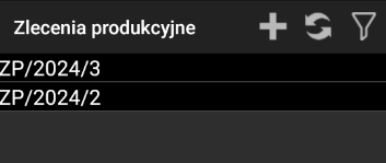 Widok zleceń produkcyjnych w systemie mobilnym