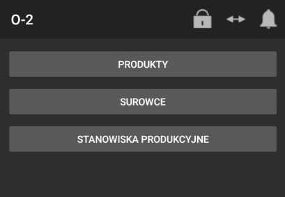 Opcja wyboru surowców w systemie mobilnym