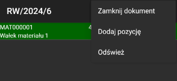 Widok podświetlonego surowca w systemie mobilnym