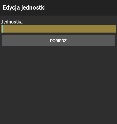 Formularz do wprowadzania kodu jednostki logistycznej