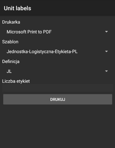 Widok drukowania nowych nieprzypisanych kodów