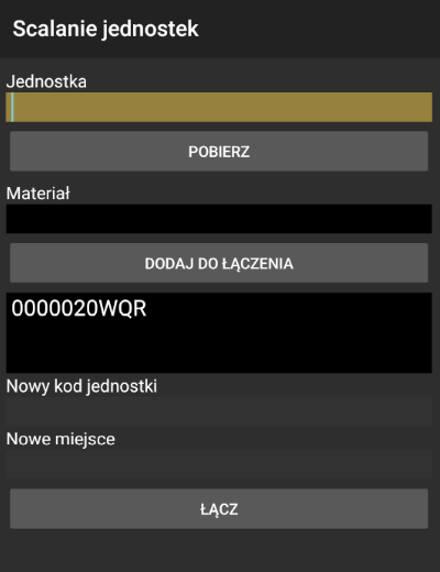 Opcja dodania pierwszej jednostki do scalania