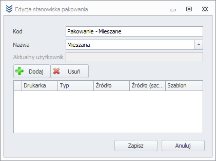 Konfiguracja stanowisk pakowania