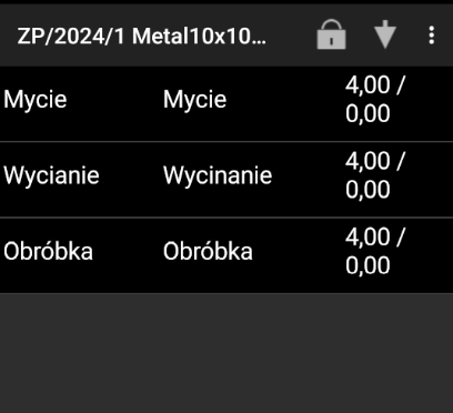 Wszystkie kroki zlecenia produkcyjnego