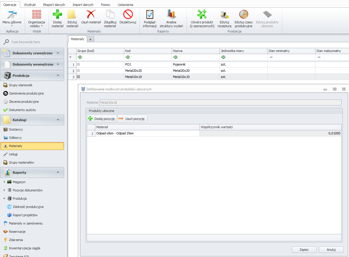 Dodawanie produktów ubocznych w systemie Weaver WMS