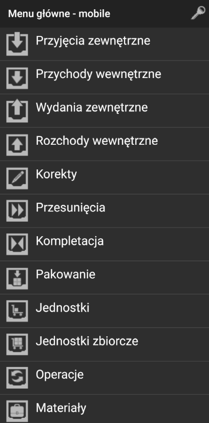 Menu główne w WMS Weaver po zakończeniu dostawy