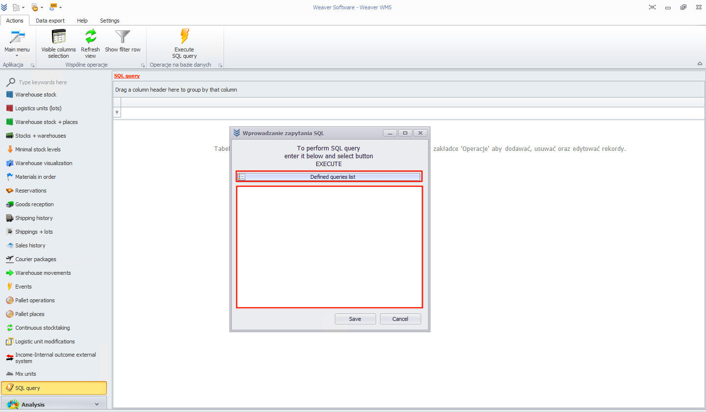 Tworzenie nowego zapytania SQL
